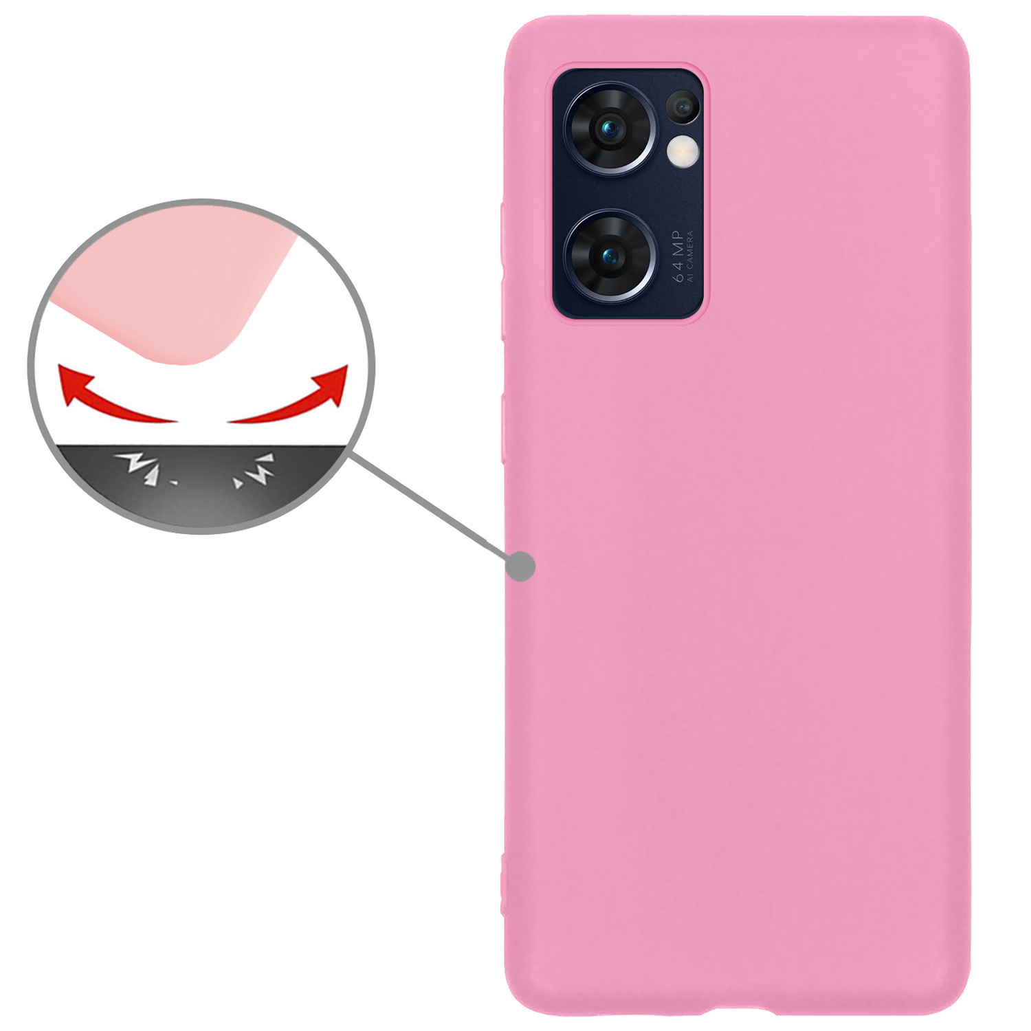 Nomfy Hoesje Geschikt voor OPPO Find X5 Lite Hoesje Siliconen Cover Case - Hoes Geschikt voor OPPO X5 Lite Hoes Back Case - Lichtroze