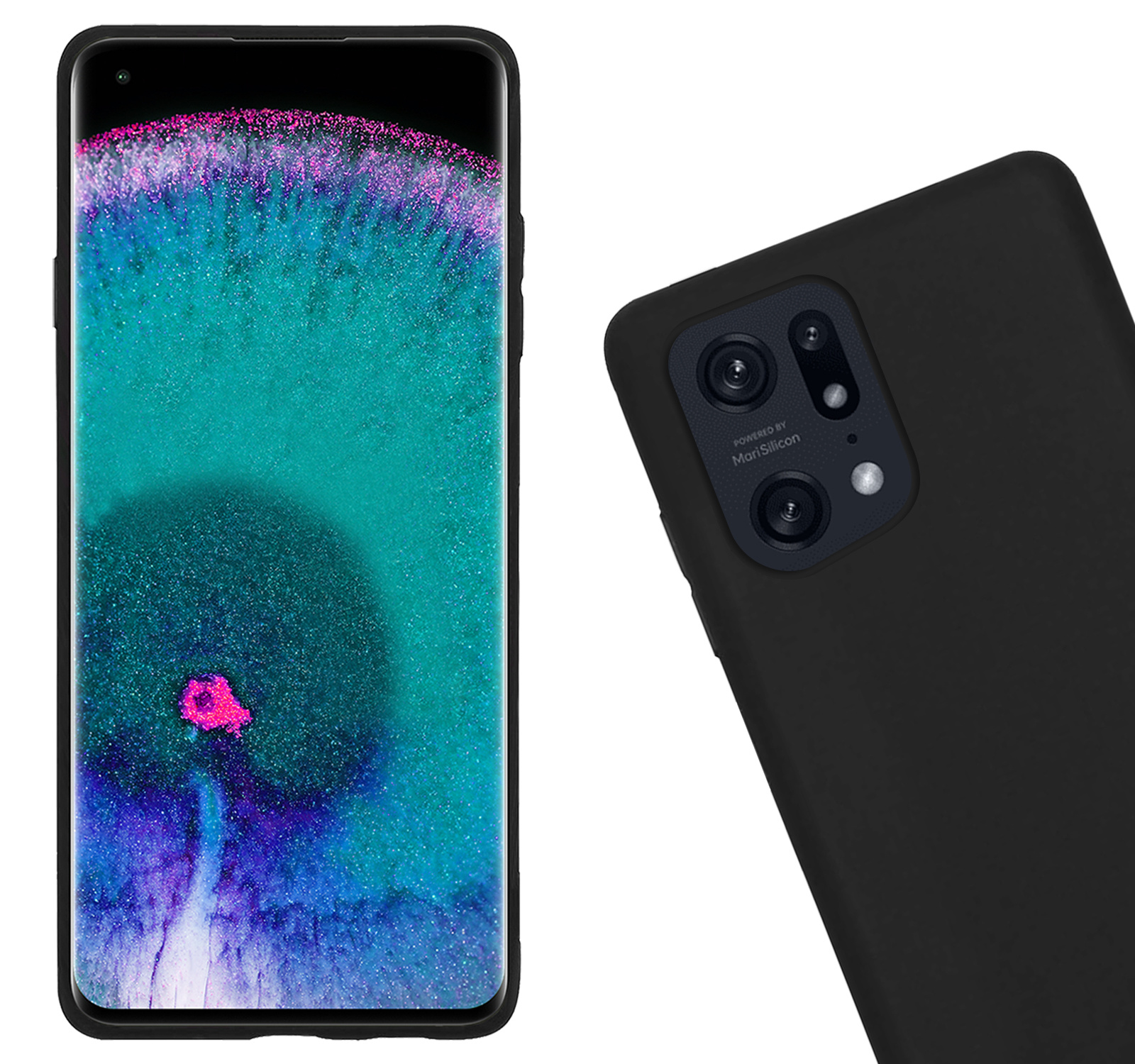 Nomfy Hoesje Geschikt voor OPPO Find X5 Pro Hoesje Siliconen Cover Case - Hoes Geschikt voor OPPO X5 Pro Hoes Back Case - 2-PACK - Zwart