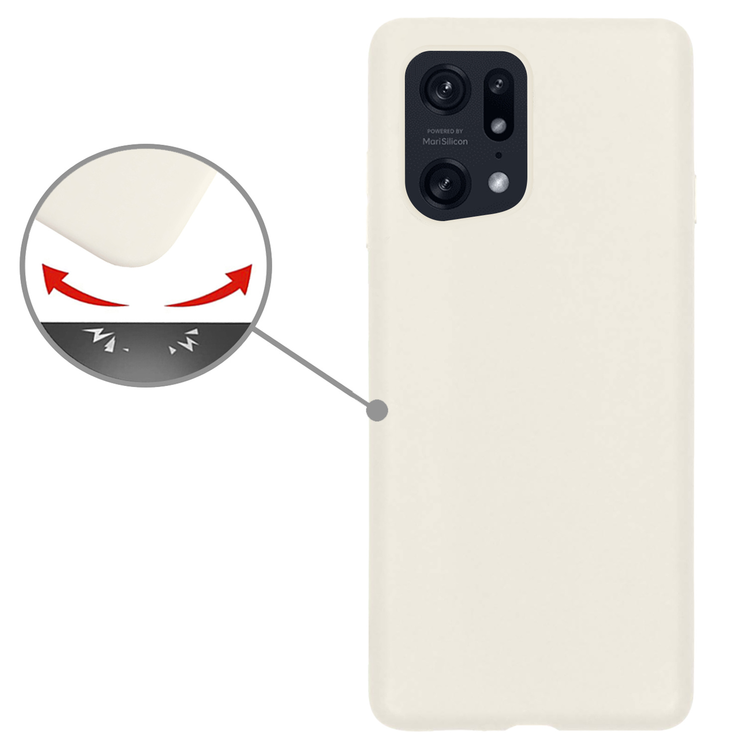 Nomfy Hoesje Geschikt voor OPPO Find X5 Pro Hoesje Siliconen Cover Case - Hoes Geschikt voor OPPO X5 Pro Hoes Back Case - 2-PACK - Wit