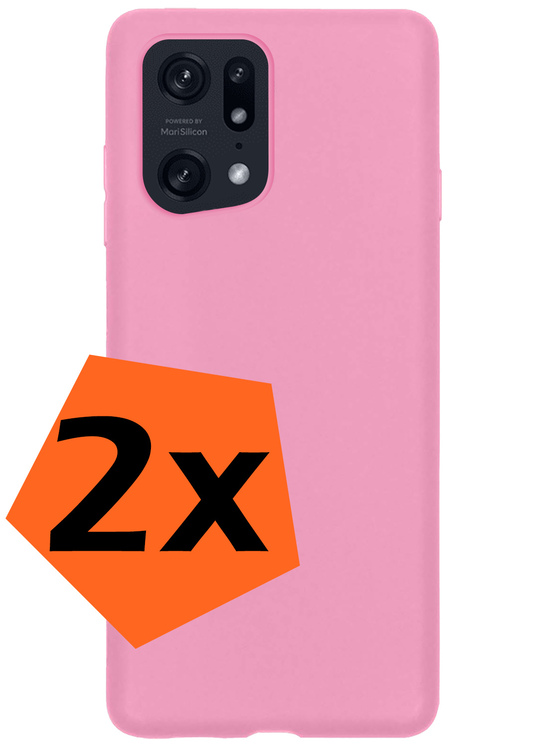 Nomfy Hoesje Geschikt voor OPPO Find X5 Pro Hoesje Siliconen Cover Case - Hoes Geschikt voor OPPO X5 Pro Hoes Back Case - 2-PACK - Lichtroze