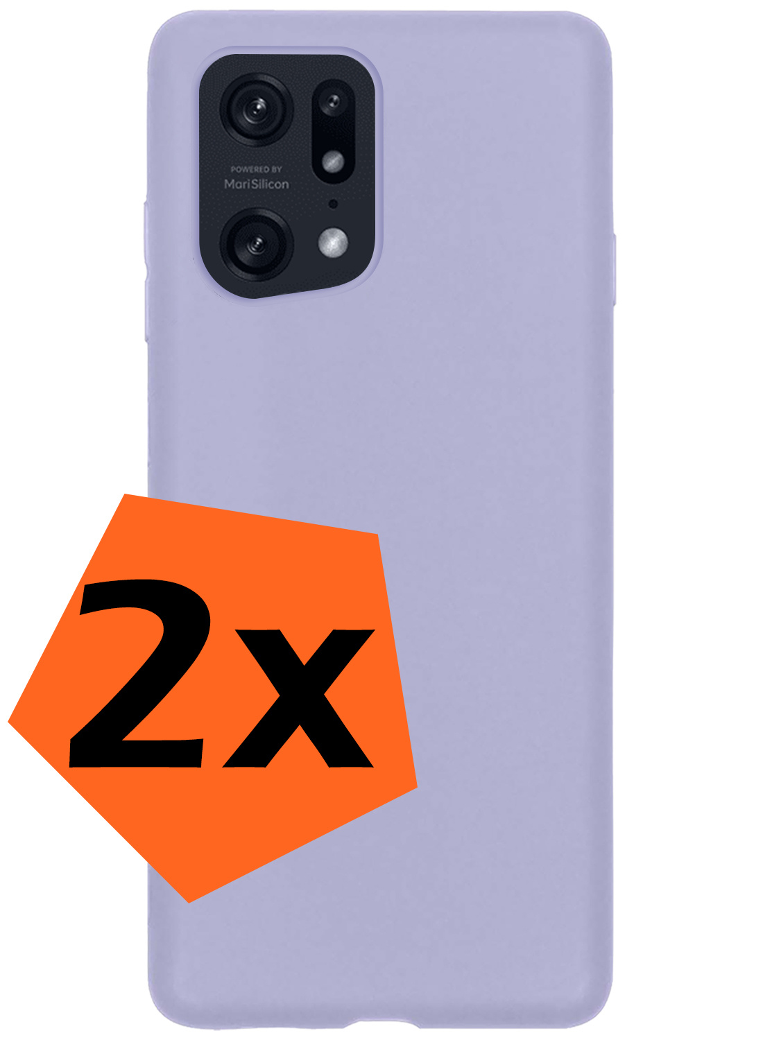 Nomfy Hoesje Geschikt voor OPPO Find X5 Pro Hoesje Siliconen Cover Case - Hoes Geschikt voor OPPO X5 Pro Hoes Back Case - 2-PACK - Lila