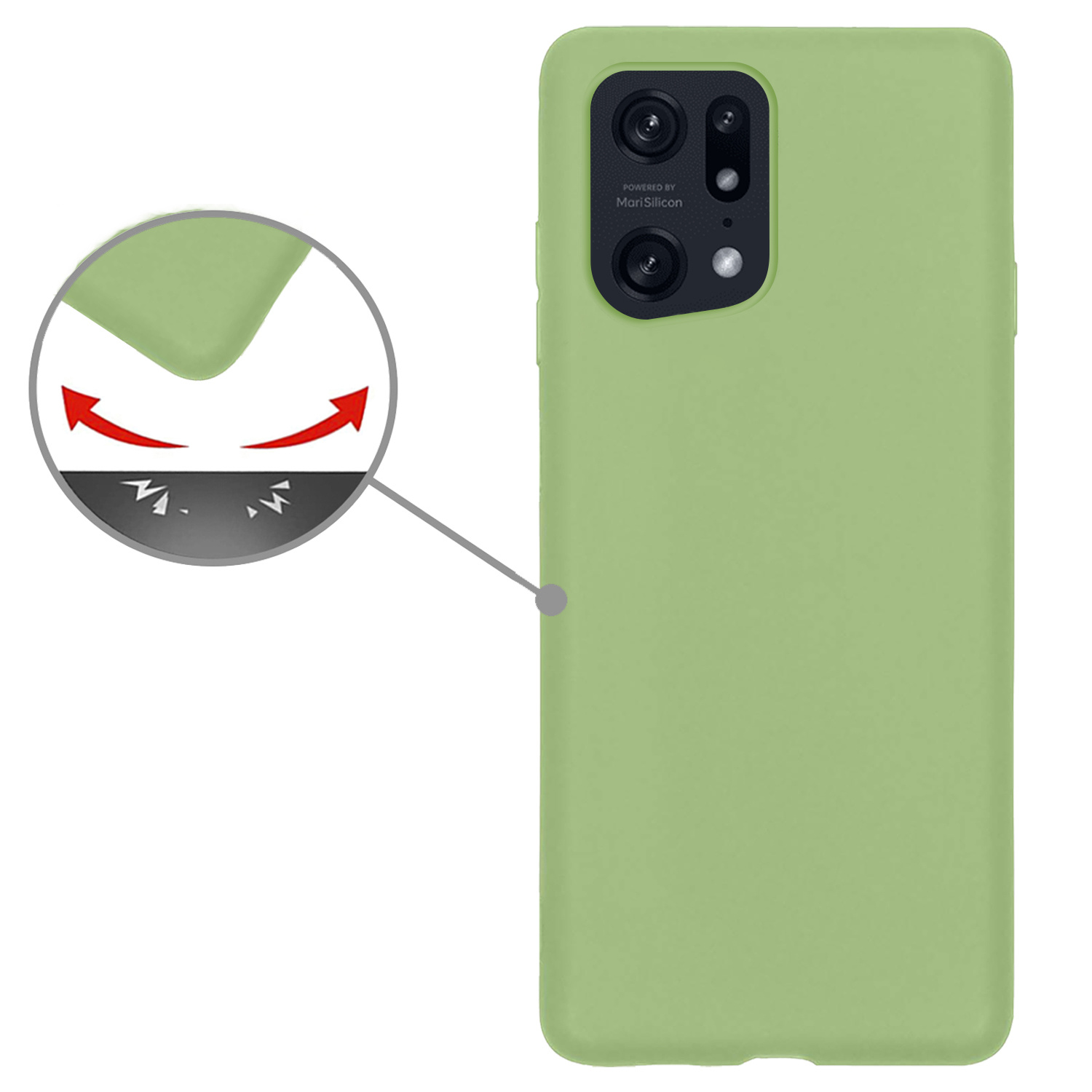 Nomfy Hoesje Geschikt voor OPPO Find X5 Pro Hoesje Siliconen Cover Case - Hoes Geschikt voor OPPO X5 Pro Hoes Back Case - 2-PACK - Groen
