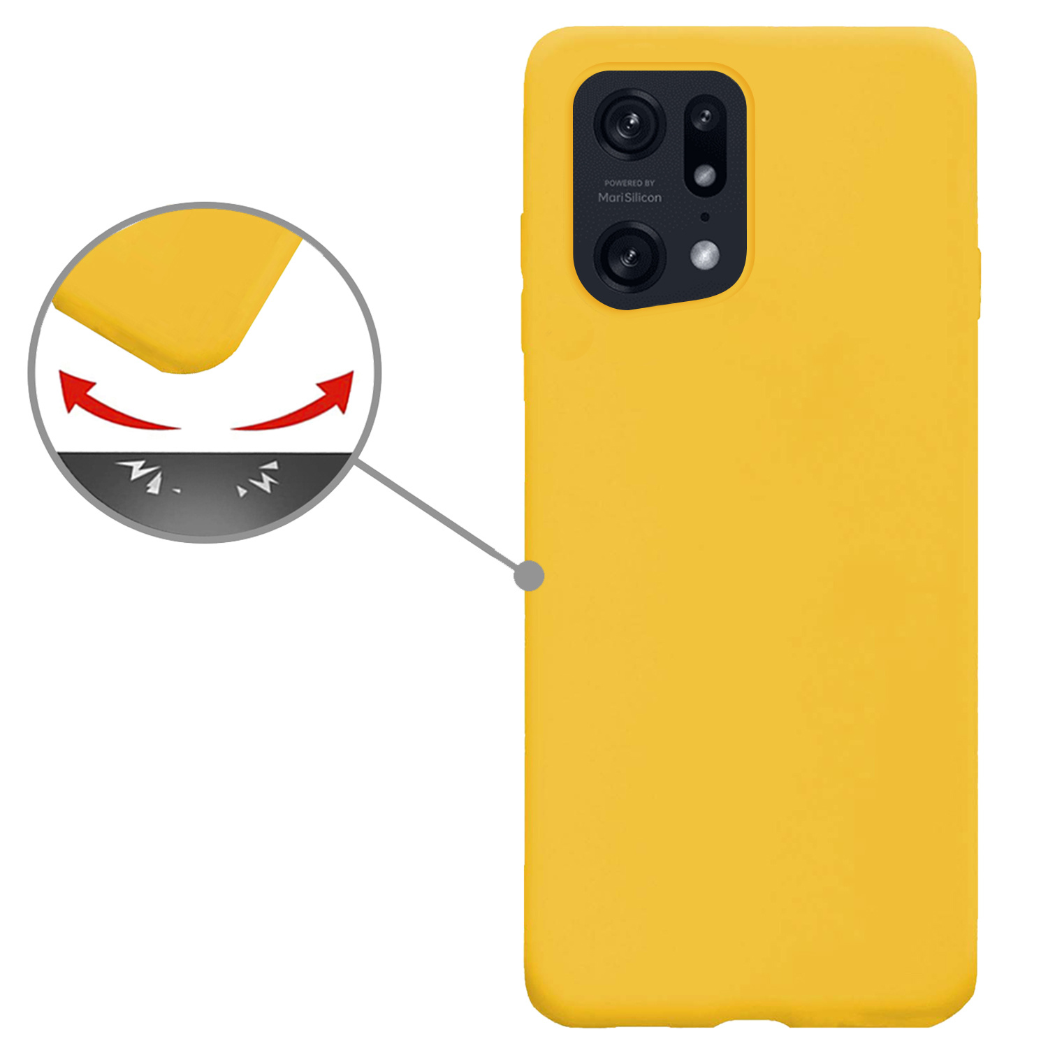 Nomfy Hoesje Geschikt voor OPPO Find X5 Pro Hoesje Siliconen Cover Case - Hoes Geschikt voor OPPO X5 Pro Hoes Back Case - 2-PACK - Geel