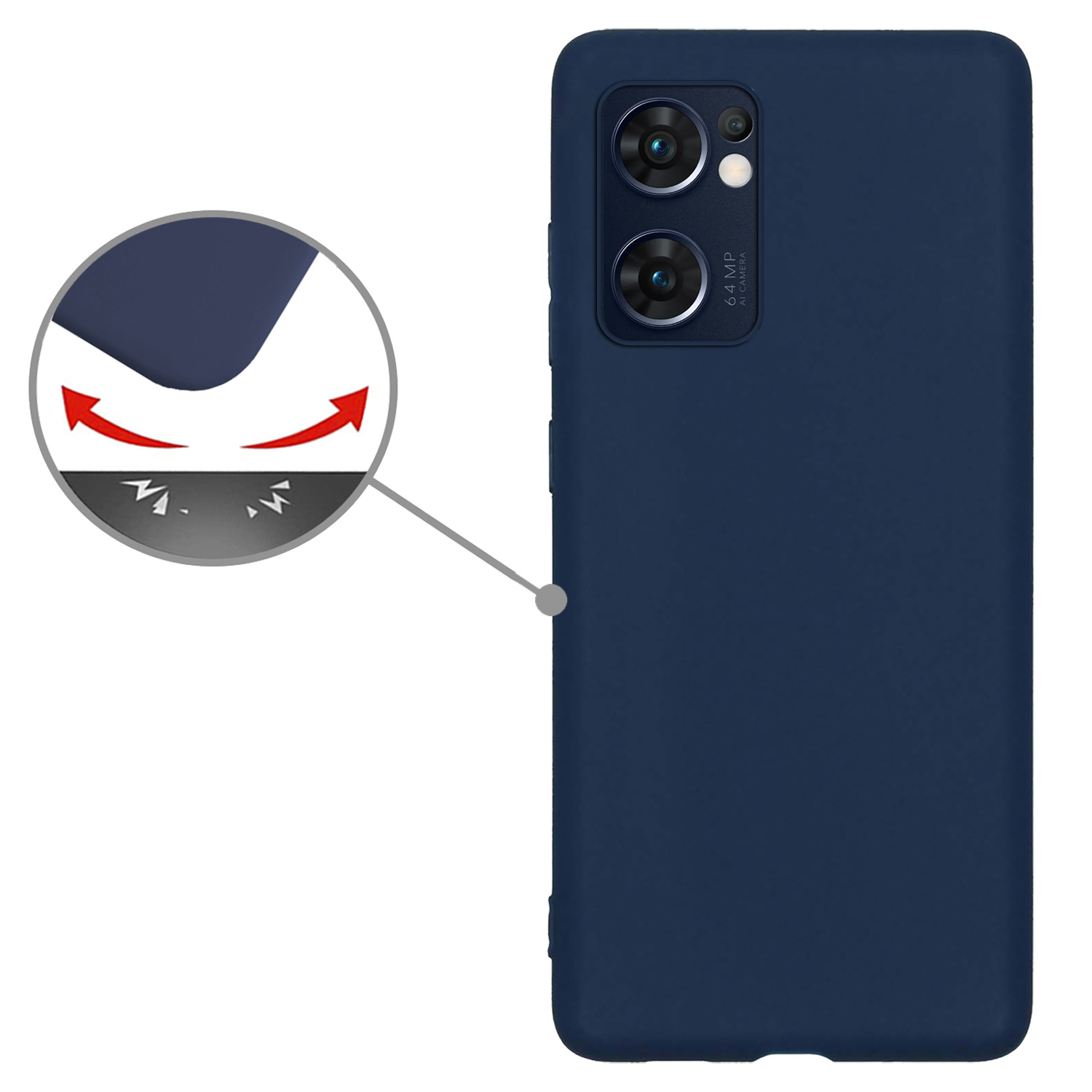 Nomfy Hoesje Geschikt voor OPPO Find X5 Lite Hoesje Siliconen Cover Case - Hoes Geschikt voor OPPO X5 Lite Hoes Back Case - 2-PACK - Donkerblauw