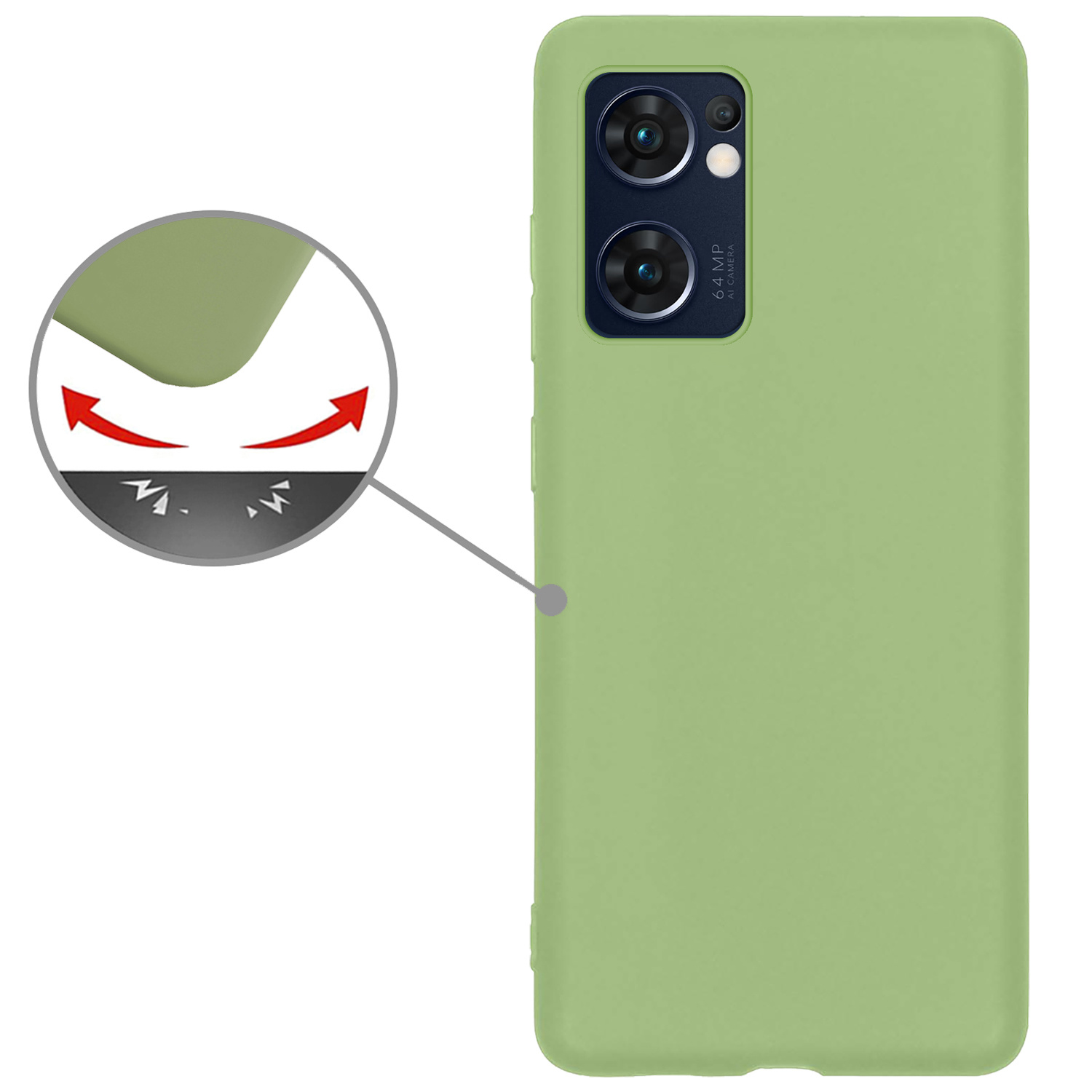 Nomfy Hoesje Geschikt voor OPPO Find X5 Lite Hoesje Siliconen Cover Case - Hoes Geschikt voor OPPO X5 Lite Hoes Back Case - 2-PACK - Groen