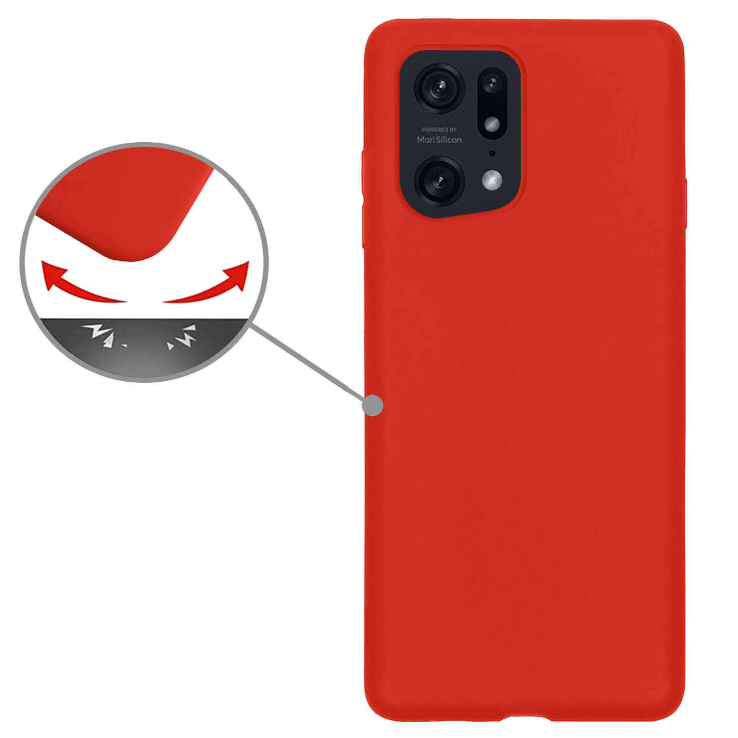 Nomfy Hoesje Geschikt voor OPPO Find X5 Pro Hoesje Siliconen Cover Case - Hoes Geschikt voor OPPO X5 Pro Hoes Back Case - Rood