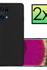 NoXx Hoes Geschikt voor OPPO Find X5 Pro Hoesje Cover Siliconen Back Case Hoes - Zwart - 2x