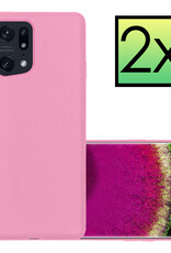 NoXx Hoes Geschikt voor OPPO Find X5 Pro Hoesje Cover Siliconen Back Case Hoes - Lichtroze - 2x