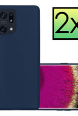 NoXx Hoes Geschikt voor OPPO Find X5 Pro Hoesje Cover Siliconen Back Case Hoes - Donkerblauw - 2x