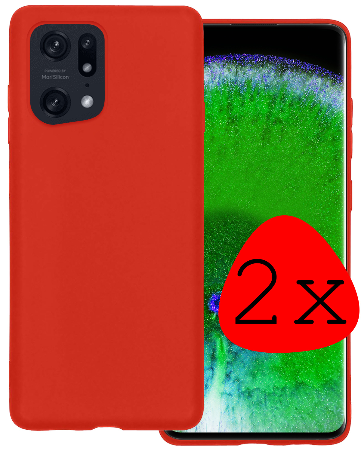 BASEY. Hoes Geschikt voor OPPO Find X5 Pro Hoesje Siliconen Back Cover Case - Hoesje Geschikt voor OPPO X5 Pro Hoes Cover Hoesje - Transparant - 2 Stuks