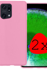 BASEY. Hoes Geschikt voor OPPO Find X5 Pro Hoesje Siliconen Back Cover Case - Hoesje Geschikt voor OPPO X5 Pro Hoes Cover Hoesje - Lichtroze - 2 Stuks