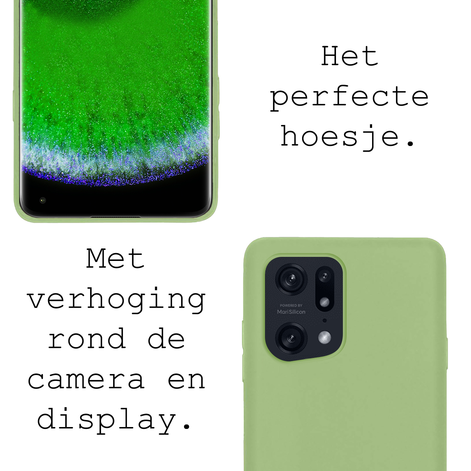 BASEY. Hoes Geschikt voor OPPO Find X5 Pro Hoesje Siliconen Back Cover Case - Hoesje Geschikt voor OPPO X5 Pro Hoes Cover Hoesje - Groen - 2 Stuks