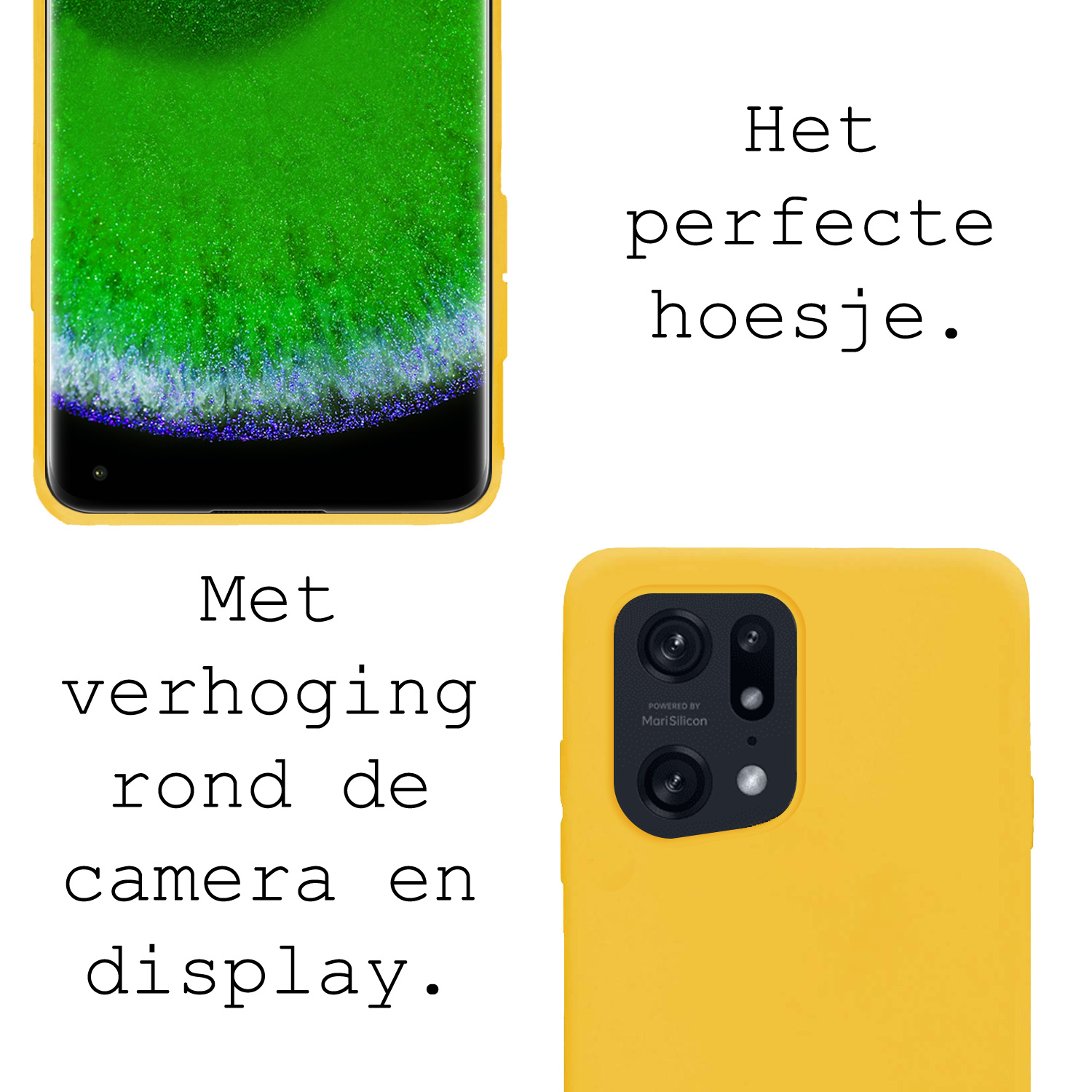 BASEY. Hoes Geschikt voor OPPO Find X5 Pro Hoesje Siliconen Back Cover Case - Hoesje Geschikt voor OPPO X5 Pro Hoes Cover Hoesje - Geel - 2 Stuks