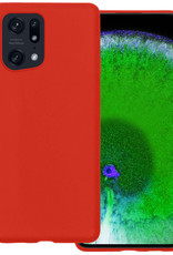 BASEY. Hoes Geschikt voor OPPO Find X5 Pro Hoesje Siliconen Back Cover Case - Hoesje Geschikt voor OPPO X5 Pro Hoes Cover Hoesje - Rood