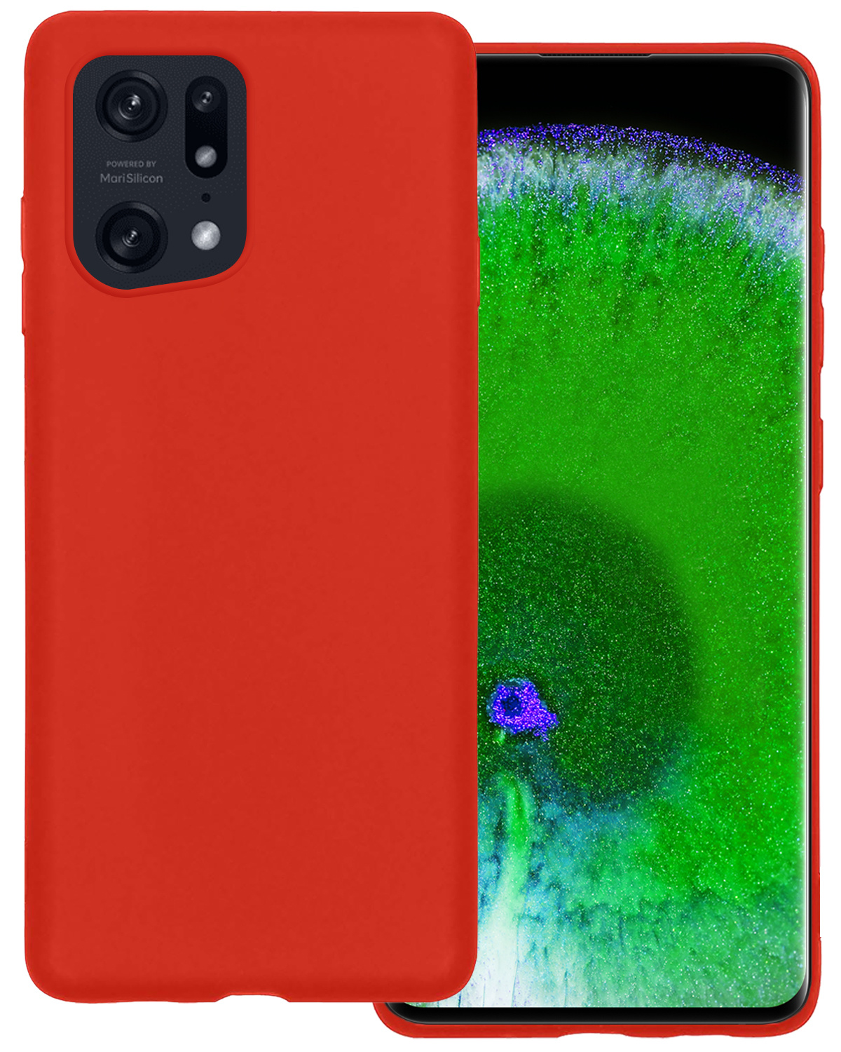 BASEY. Hoes Geschikt voor OPPO Find X5 Pro Hoesje Siliconen Back Cover Case - Hoesje Geschikt voor OPPO X5 Pro Hoes Cover Hoesje - Rood