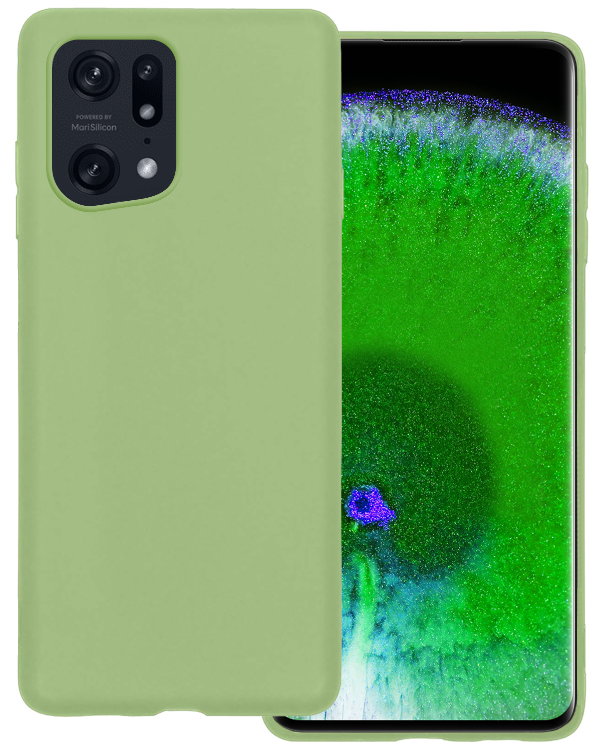 BASEY. Hoes Geschikt voor OPPO Find X5 Pro Hoesje Siliconen Back Cover Case - Hoesje Geschikt voor OPPO X5 Pro Hoes Cover Hoesje - Groen