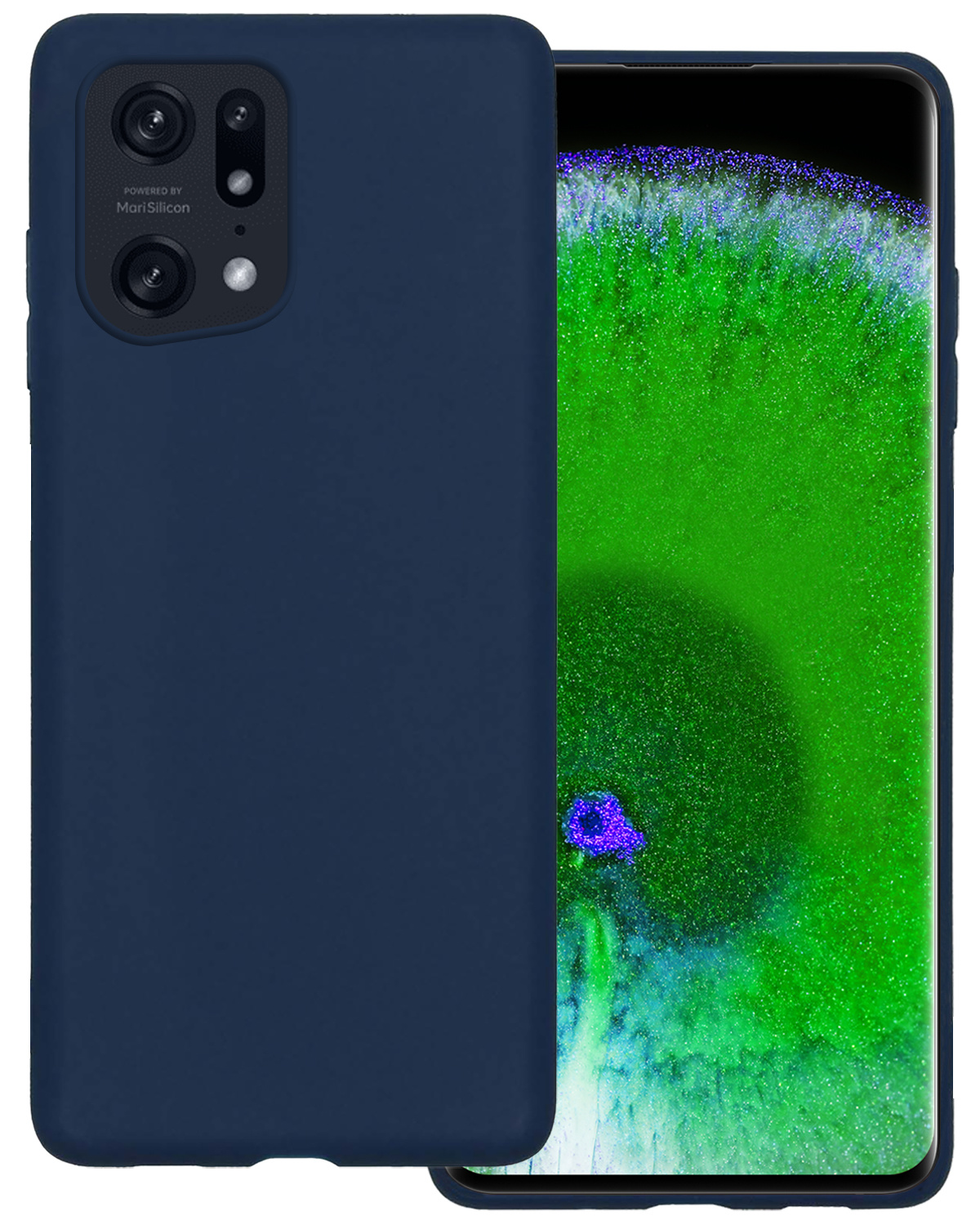 BASEY. Hoes Geschikt voor OPPO Find X5 Pro Hoesje Siliconen Back Cover Case - Hoesje Geschikt voor OPPO X5 Pro Hoes Cover Hoesje - Donkerblauw