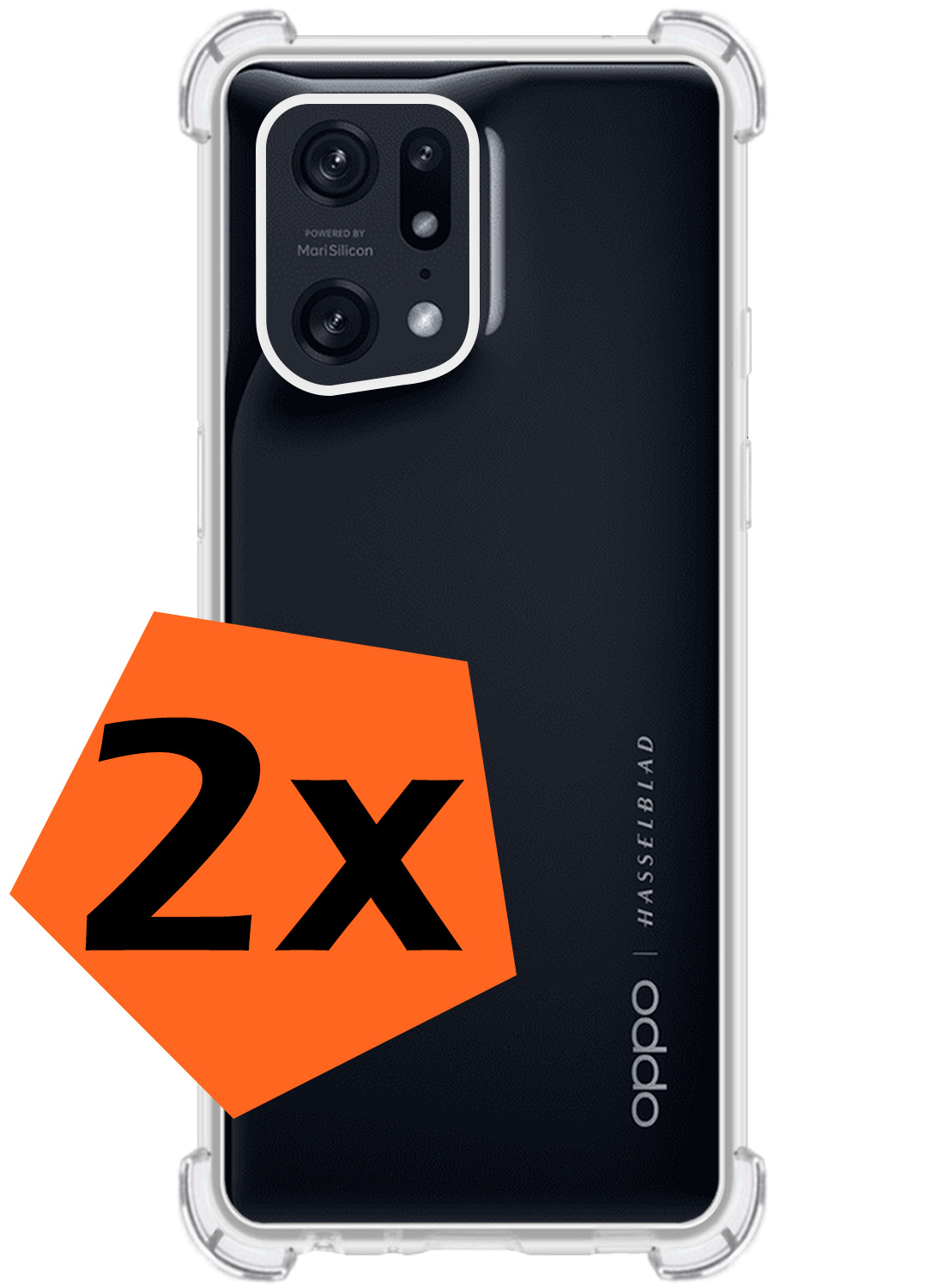 Nomfy Hoesje Geschikt voor OPPO Find X5 Pro Hoesje Shock Proof Cover Case Shockproof - Hoes Geschikt voor OPPO X5 Pro Hoes Siliconen Back Case - Transparant - 2 PACK