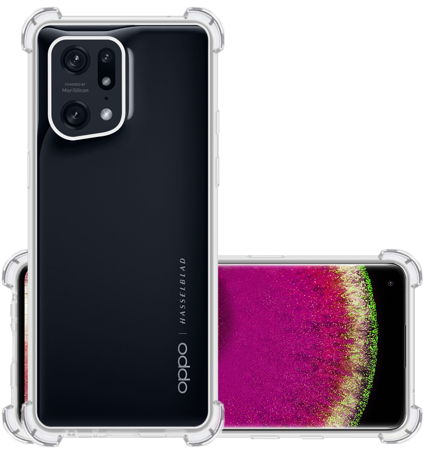 NoXx Hoes Geschikt voor OPPO Find X5 Pro Hoesje Siliconen Cover Shock Proof Back Case Shockproof Hoes - Transparant