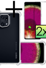 NoXx Hoes Geschikt voor OPPO Find X5 Hoesje Siliconen Cover Shock Proof Back Case Shockproof Hoes Met 2x Screenprotector - Transparant