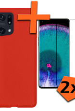 OPPO Find X5 Hoesje Siliconen Case Back Cover Met 2x Screenprotector - OPPO Find X5 Hoes Cover Silicone - Transparant