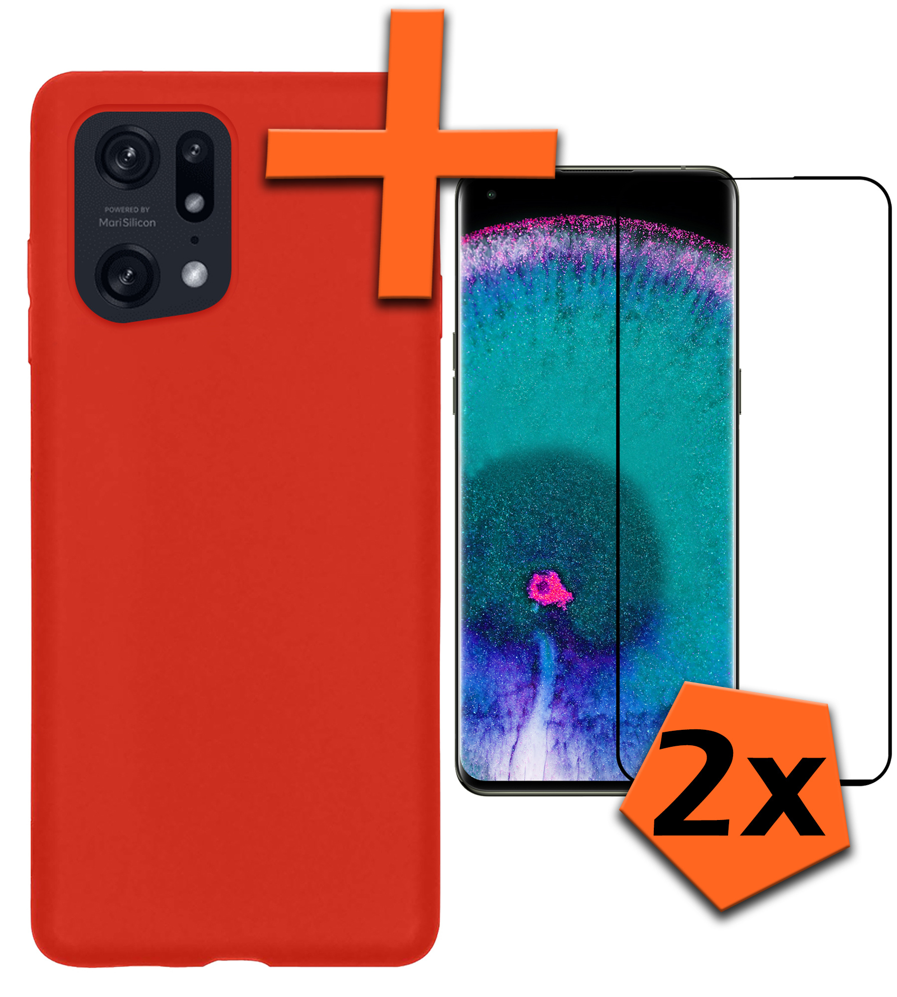 Nomfy Hoesje Geschikt voor OPPO Find X5 Hoesje Siliconen Cover Case Met 2x Screenprotector - Hoes Geschikt voor OPPO X5 Hoes Back Case - Transparant
