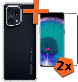 Nomfy Nomfy OPPO Find X5 Hoesje Siliconen Met 2x Screenprotector - Rood