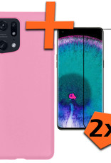 Nomfy Hoesje Geschikt voor OPPO Find X5 Hoesje Siliconen Cover Case Met 2x Screenprotector - Hoes Geschikt voor OPPO X5 Hoes Back Case - Lichtroze
