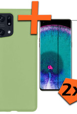 Nomfy Hoesje Geschikt voor OPPO Find X5 Hoesje Siliconen Cover Case Met 2x Screenprotector - Hoes Geschikt voor OPPO X5 Hoes Back Case - Groen