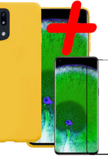 Hoes Geschikt voor OPPO Find X5 Hoesje Siliconen Back Cover Case Met Screenprotector - Hoesje Geschikt voor OPPO X5 Hoes Cover Hoesje - Geel