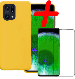 BASEY. BASEY. OPPO Find X5 Hoesje Siliconen Met Screenprotector - Geel