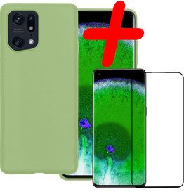 BASEY. BASEY. OPPO Find X5 Hoesje Siliconen Met Screenprotector - Groen