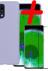 BASEY. Hoes Geschikt voor OPPO Find X5 Hoesje Siliconen Back Cover Case Met Screenprotector - Hoesje Geschikt voor OPPO X5 Hoes Cover Hoesje - Lila