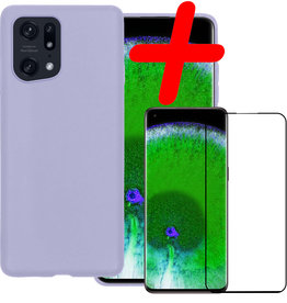 BASEY. BASEY. OPPO Find X5 Hoesje Siliconen Met Screenprotector - Lila