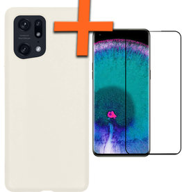 Nomfy Nomfy OPPO Find X5 Hoesje Siliconen Met Screenprotector - Wit
