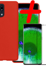 BASEY. Hoes Geschikt voor OPPO Find X5 Hoesje Siliconen Back Cover Case Met Screenprotector - Hoesje Geschikt voor OPPO X5 Hoes Cover Hoesje - Rood