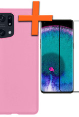 Nomfy Hoesje Geschikt voor OPPO Find X5 Hoesje Siliconen Cover Case Met Screenprotector - Hoes Geschikt voor OPPO X5 Hoes Back Case - Lichtroze