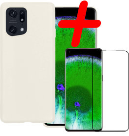 BASEY. BASEY. OPPO Find X5 Hoesje Siliconen Met Screenprotector - Wit
