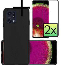 NoXx NoXx OPPO Find X5 Hoesje Siliconen Met 2x Screenprotector - Zwart