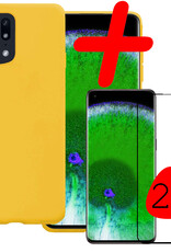 BASEY. Hoes Geschikt voor OPPO Find X5 Hoesje Siliconen Back Cover Case Met 2x Screenprotector - Hoesje Geschikt voor OPPO X5 Hoes Cover Hoesje - Geel