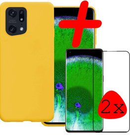 BASEY. BASEY. OPPO Find X5 Hoesje Siliconen Met 2x Screenprotector - Geel