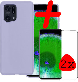 BASEY. BASEY. OPPO Find X5 Hoesje Siliconen Met 2x Screenprotector - Lila