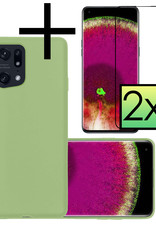 NoXx Hoes Geschikt voor OPPO Find X5 Hoesje Cover Siliconen Back Case Hoes Met 2x Screenprotector - Groen