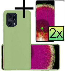 NoXx NoXx OPPO Find X5 Hoesje Siliconen Met 2x Screenprotector - Groen