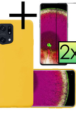 NoXx Hoes Geschikt voor OPPO Find X5 Hoesje Cover Siliconen Back Case Hoes Met 2x Screenprotector - Geel