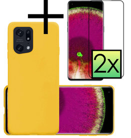 NoXx NoXx OPPO Find X5 Hoesje Siliconen Met 2x Screenprotector - Geel
