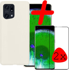 BASEY. BASEY. OPPO Find X5 Hoesje Siliconen Met 2x Screenprotector - Wit