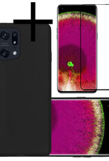 NoXx Hoes Geschikt voor OPPO Find X5 Hoesje Cover Siliconen Back Case Hoes Met Screenprotector - Zwart