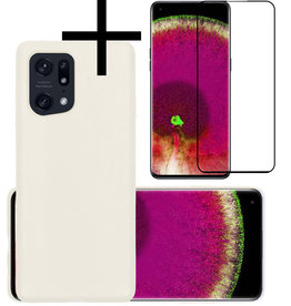 NoXx NoXx OPPO Find X5 Hoesje Siliconen Met Screenprotector - Wit