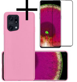 NoXx NoXx OPPO Find X5 Hoesje Siliconen Met Screenprotector - Lichtroze